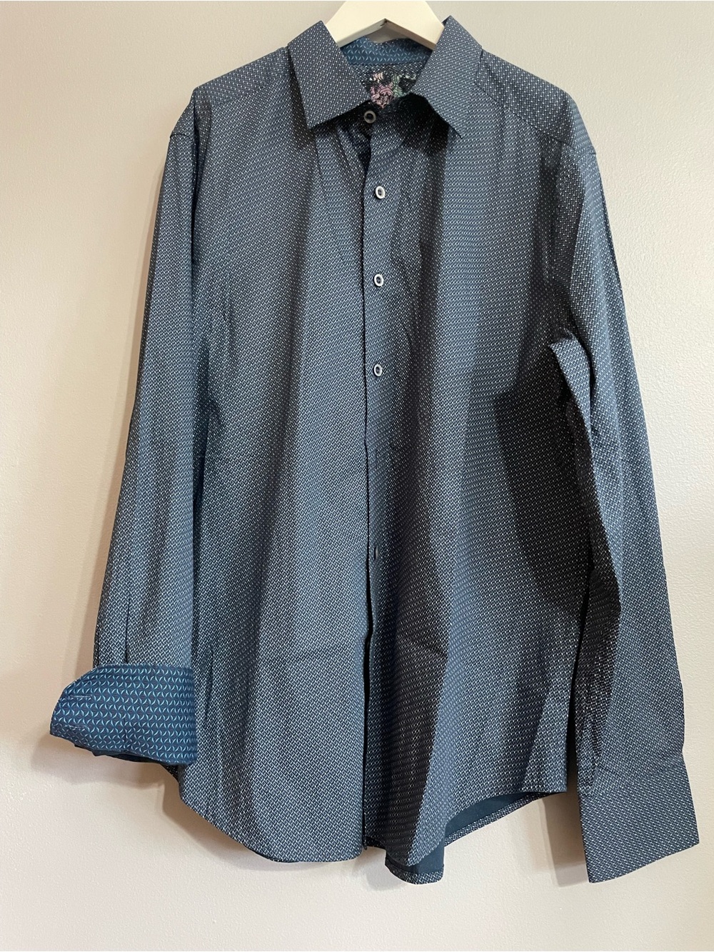 Robert Graham Men's Dark Blue Micro-Print Dress Shirt